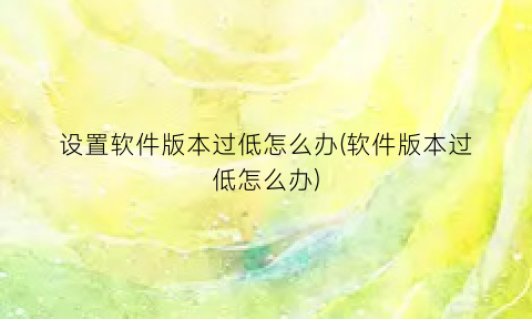 “设置软件版本过低怎么办(软件版本过低怎么办)