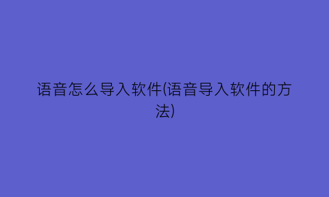 语音怎么导入软件(语音导入软件的方法)