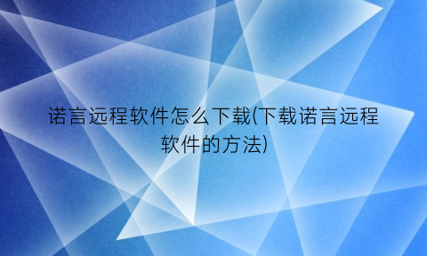 诺言远程软件怎么下载(下载诺言远程软件的方法)