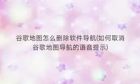 “谷歌地图怎么删除软件导航(如何取消谷歌地图导航的语音提示)