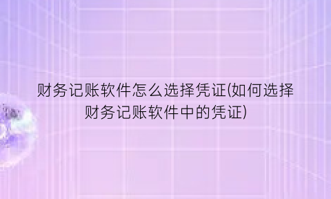 财务记账软件怎么选择凭证(如何选择财务记账软件中的凭证)