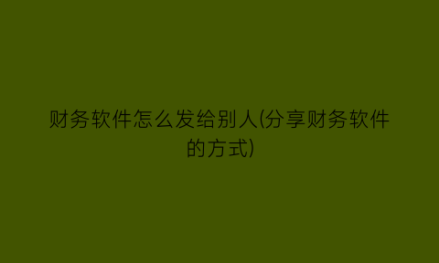 财务软件怎么发给别人(分享财务软件的方式)