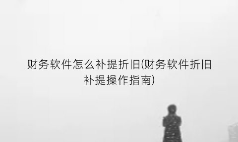 “财务软件怎么补提折旧(财务软件折旧补提操作指南)