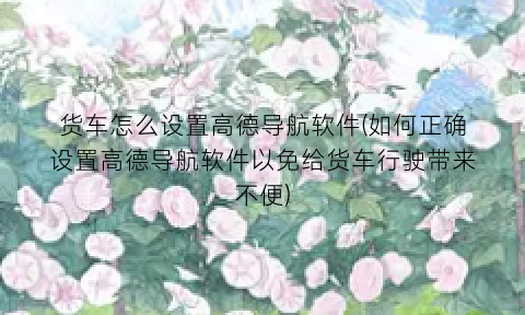 货车怎么设置高德导航软件(如何正确设置高德导航软件以免给货车行驶带来不便)