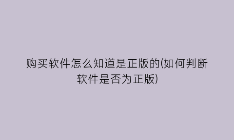 购买软件怎么知道是正版的(如何判断软件是否为正版)