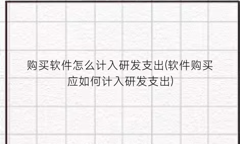 购买软件怎么计入研发支出(软件购买应如何计入研发支出)