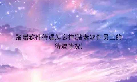 踏瑞软件待遇怎么样(踏瑞软件员工的待遇情况)