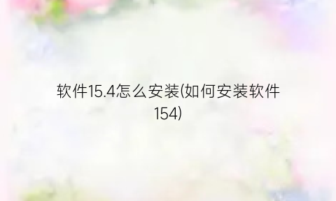 软件15.4怎么安装(如何安装软件154)