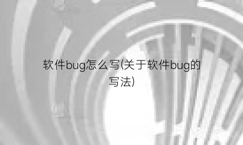 “软件bug怎么写(关于软件bug的写法)