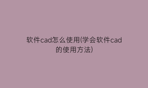 软件cad怎么使用(学会软件cad的使用方法)