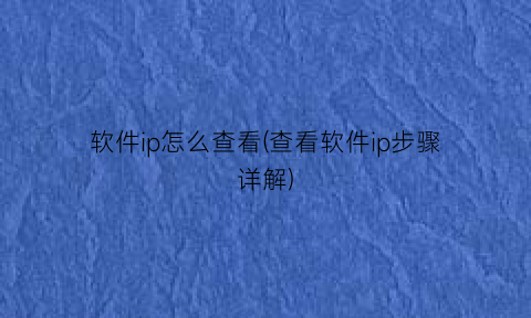 “软件ip怎么查看(查看软件ip步骤详解)