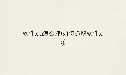 软件log怎么抓(如何抓取软件log)