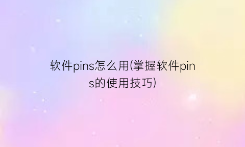 软件pins怎么用(掌握软件pins的使用技巧)