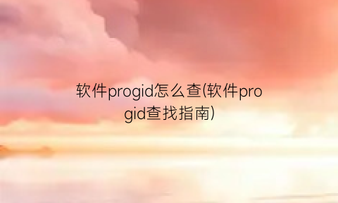 软件progid怎么查(软件progid查找指南)