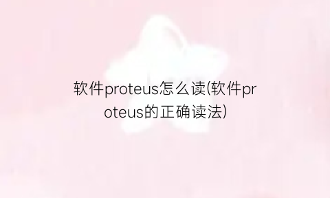 软件proteus怎么读(软件proteus的正确读法)