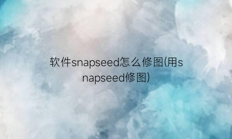 “软件snapseed怎么修图(用snapseed修图)