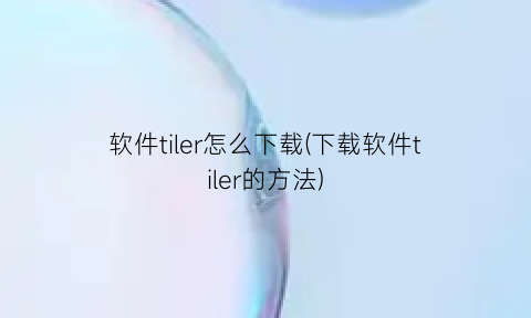 软件tiler怎么下载(下载软件tiler的方法)