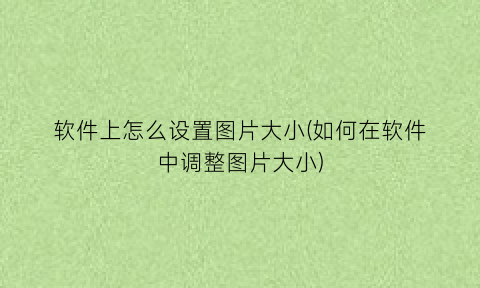 软件上怎么设置图片大小(如何在软件中调整图片大小)