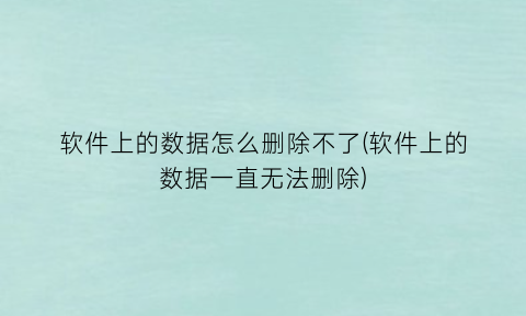 软件上的数据怎么删除不了(软件上的数据一直无法删除)
