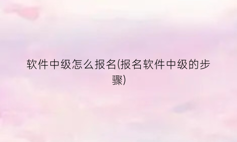 软件中级怎么报名(报名软件中级的步骤)