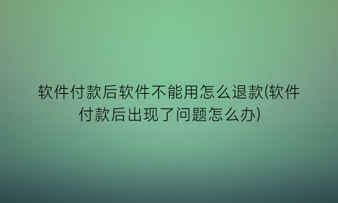 软件付款后软件不能用怎么退款(软件付款后出现了问题怎么办)