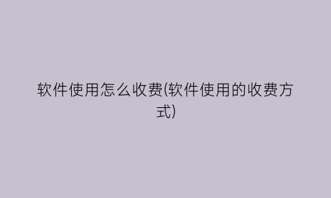 “软件使用怎么收费(软件使用的收费方式)