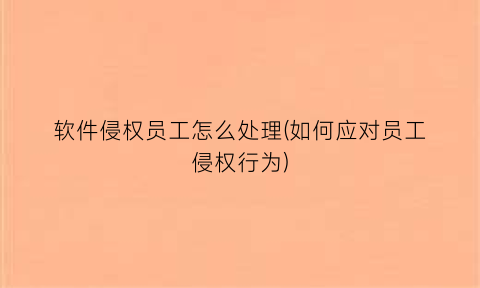 软件侵权员工怎么处理(如何应对员工侵权行为)
