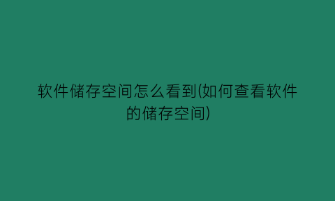 软件储存空间怎么看到(如何查看软件的储存空间)