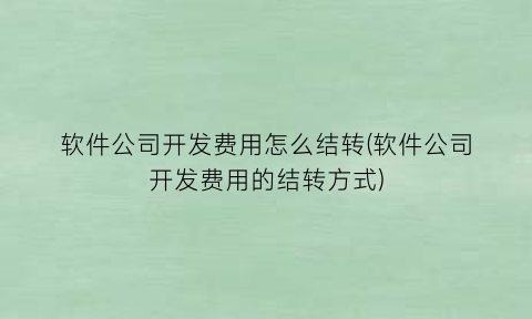 软件公司开发费用怎么结转(软件公司开发费用的结转方式)