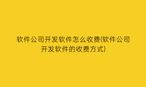 软件公司开发软件怎么收费(软件公司开发软件的收费方式)