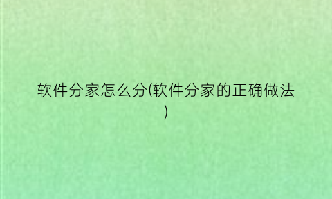 “软件分家怎么分(软件分家的正确做法)