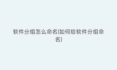 “软件分组怎么命名(如何给软件分组命名)