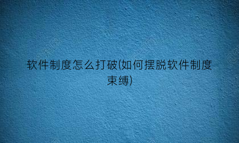 软件制度怎么打破(如何摆脱软件制度束缚)