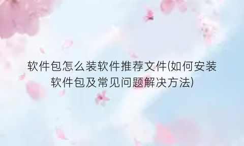软件包怎么装软件推荐文件(如何安装软件包及常见问题解决方法)