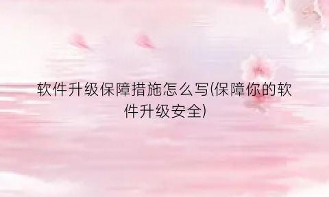 软件升级保障措施怎么写(保障你的软件升级安全)