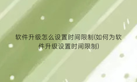 “软件升级怎么设置时间限制(如何为软件升级设置时间限制)