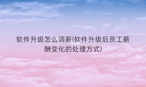 “软件升级怎么调薪(软件升级后员工薪酬变化的处理方式)