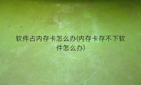 “软件占内存卡怎么办(内存卡存不下软件怎么办)