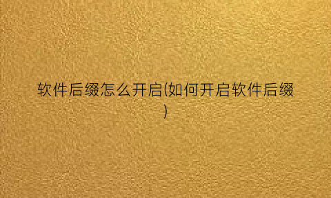“软件后缀怎么开启(如何开启软件后缀)