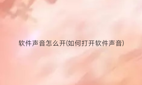 “软件声音怎么开(如何打开软件声音)