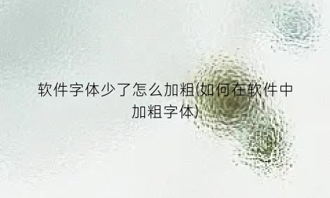 软件字体少了怎么加粗(如何在软件中加粗字体)