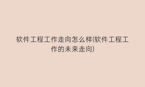 软件工程工作走向怎么样(软件工程工作的未来走向)
