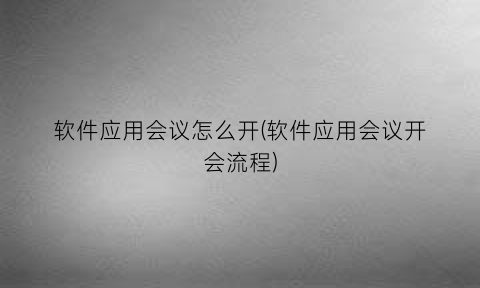 软件应用会议怎么开(软件应用会议开会流程)