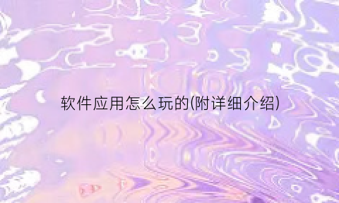 软件应用怎么玩的(附详细介绍)