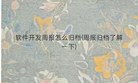 软件开发周报怎么归档(周报归档了解一下)