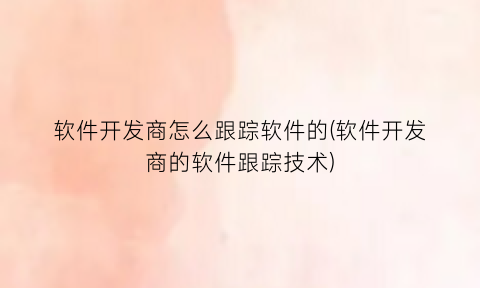 软件开发商怎么跟踪软件的(软件开发商的软件跟踪技术)