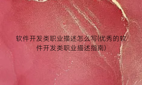 “软件开发类职业描述怎么写(优秀的软件开发类职业描述指南)