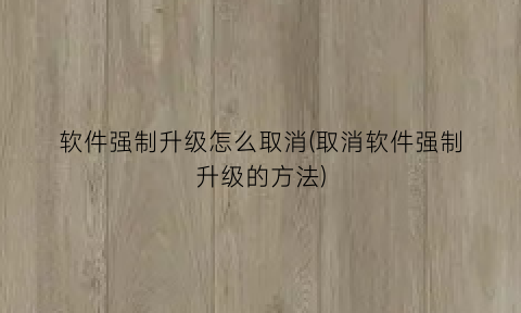 “软件强制升级怎么取消(取消软件强制升级的方法)