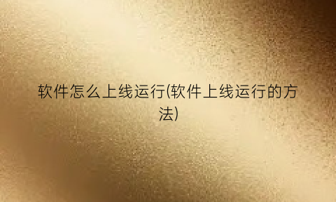 软件怎么上线运行(软件上线运行的方法)