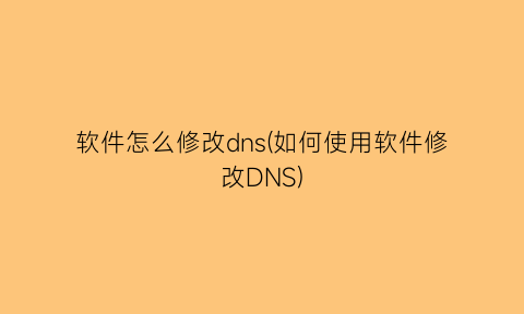 软件怎么修改dns(如何使用软件修改DNS)